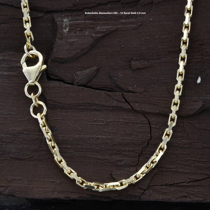 Ankerkette diamantiert Halskette - 585 - 14 Karat Gold