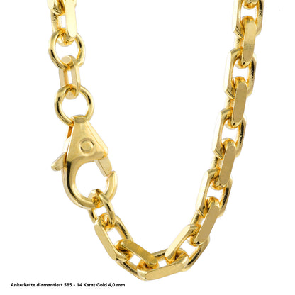 Ankerkette diamantiert Halskette - 585 - 14 Karat Gold