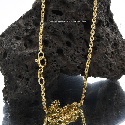 Ankerkette diamantiert Halskette - 585 - 14 Karat Gold