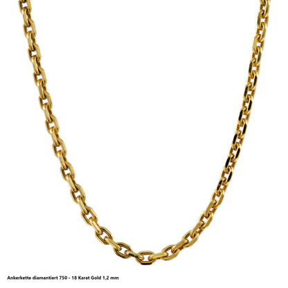 Ankerkette diamantiert Halskette -  750 - 18 Karat Gold