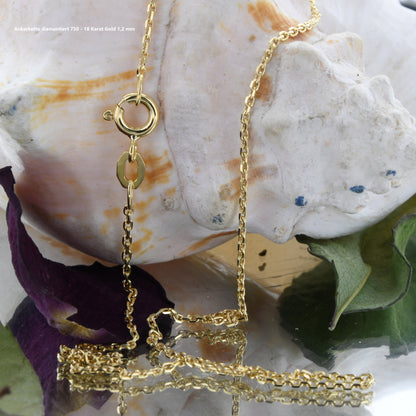 Ankerkette diamantiert Halskette -  750 - 18 Karat Gold