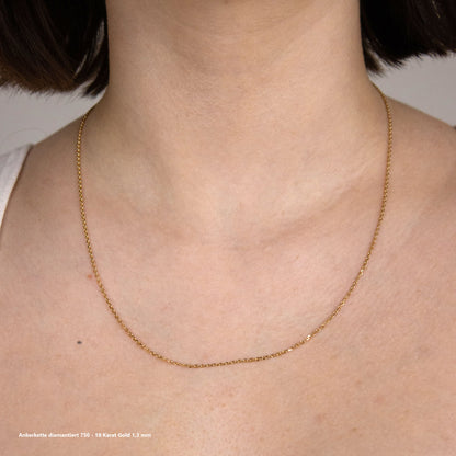 Ankerkette diamantiert Halskette -  750 - 18 Karat Gold