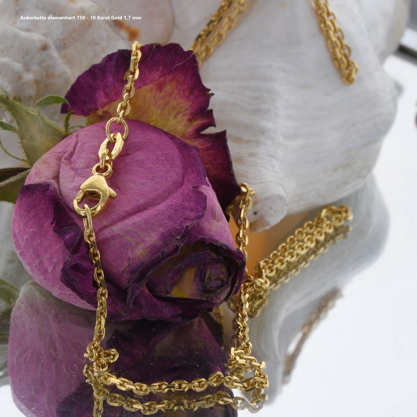 Ankerkette diamantiert Halskette -  750 - 18 Karat Gold