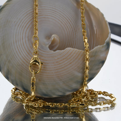 Ankerkette diamantiert Halskette -  750 - 18 Karat Gold