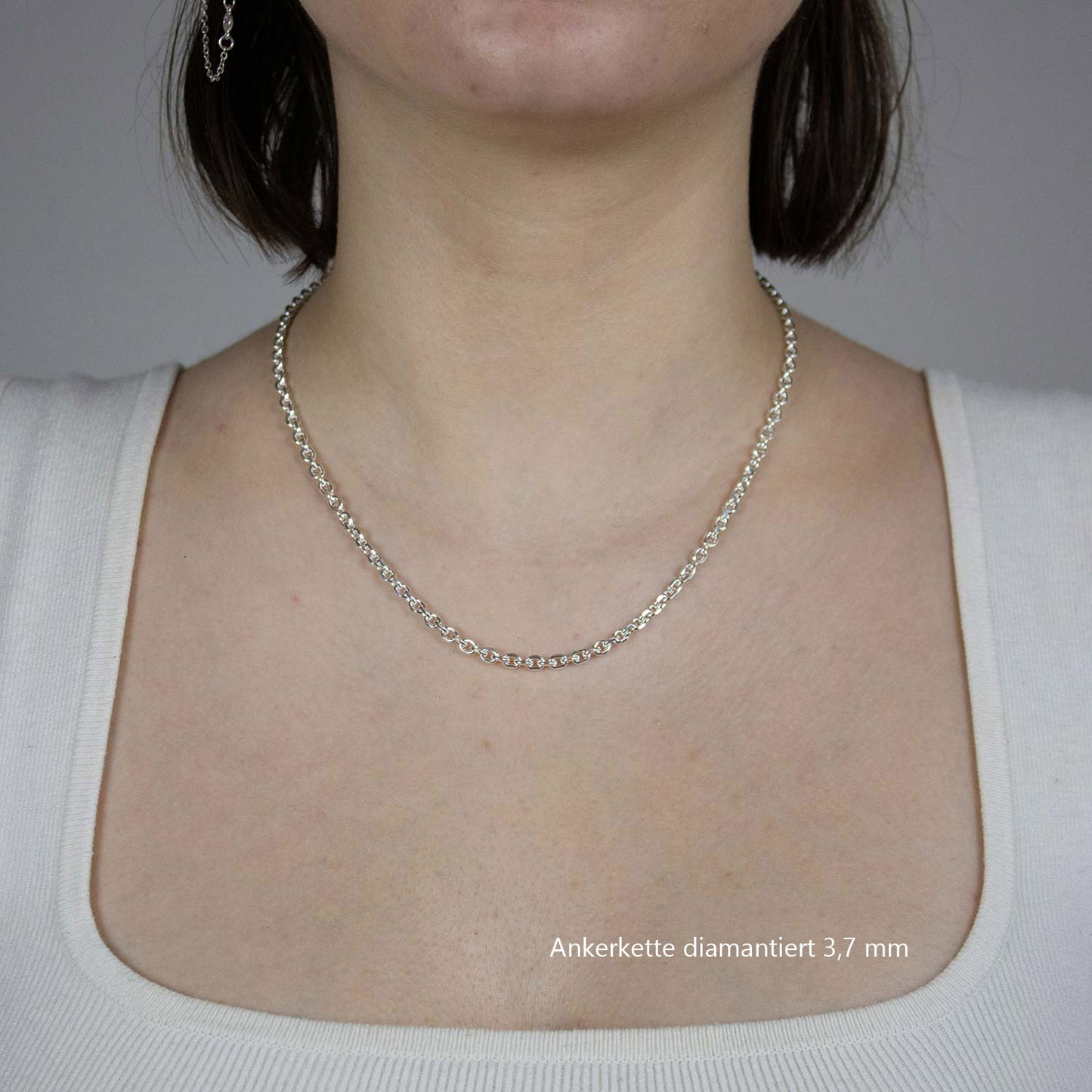 Silberkette Echt 925 Sterlingsilber Ankerkette diamantiert Silber Halskette - Damenkette und Herrenkette Made in Germany