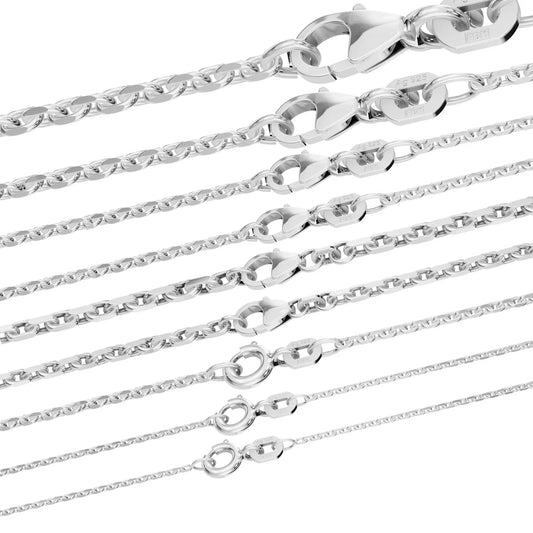 Silberkette Echt 925 Sterlingsilber Ankerkette diamantiert Silber Halskette - Damenkette und Herrenkette Made in Germany