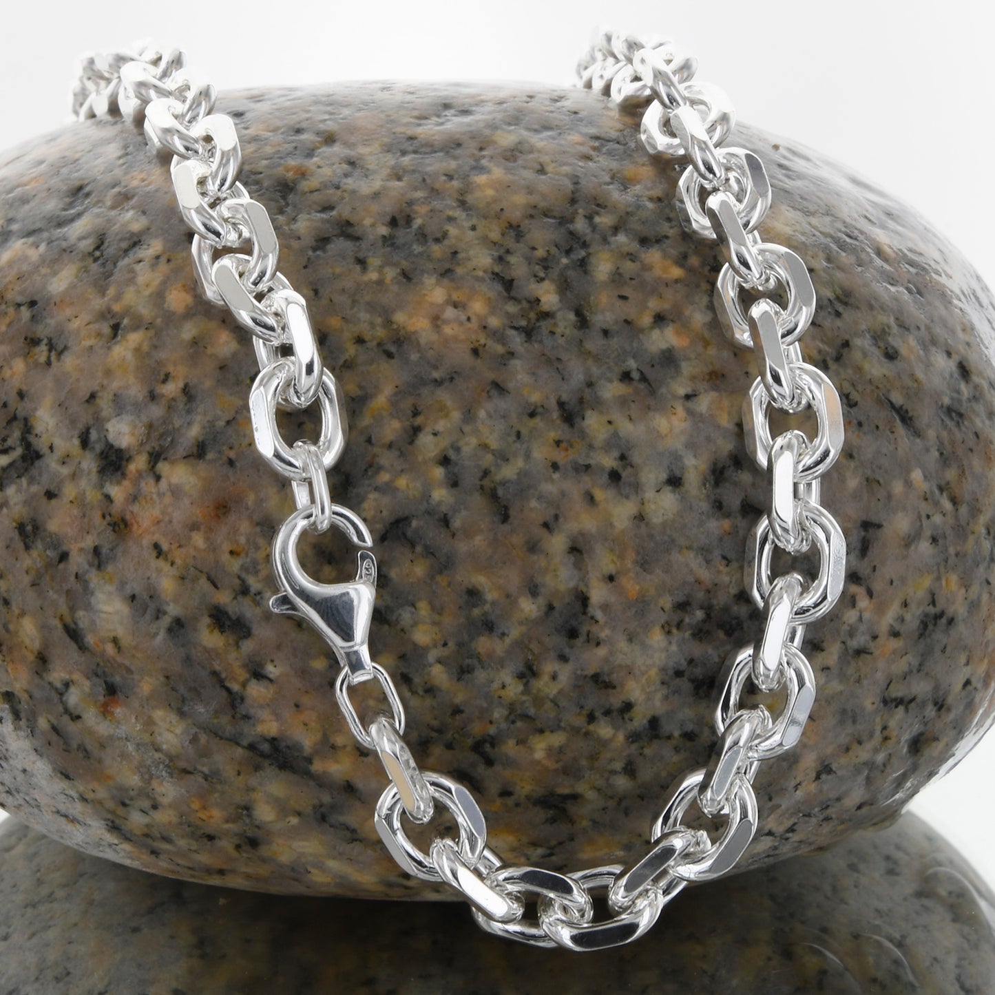 Silberkette Echt 925 Sterlingsilber Ankerkette diamantiert Silber Halskette - Damenkette und Herrenkette Made in Germany