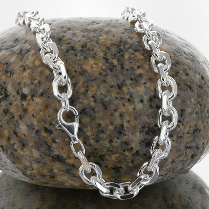 Silberkette Echt 925 Sterlingsilber Ankerkette diamantiert Silber Halskette - Damenkette und Herrenkette Made in Germany