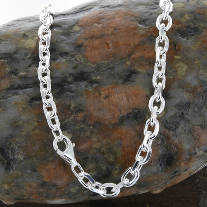 Silberkette Echt 925 Sterlingsilber Ankerkette diamantiert Silber Halskette - Damenkette und Herrenkette Made in Germany