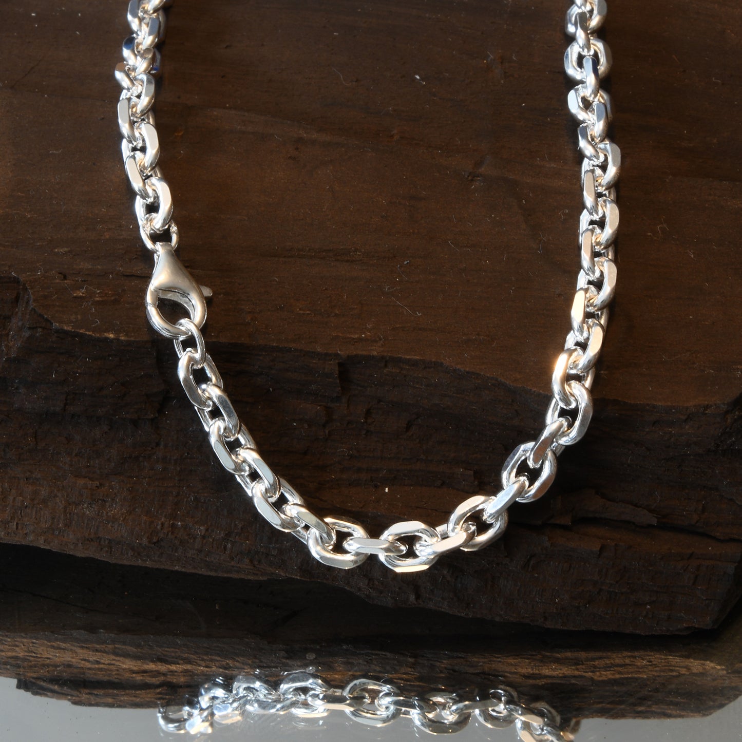 Silberkette Echt 925 Sterlingsilber Ankerkette diamantiert Silber Halskette - Damenkette und Herrenkette Made in Germany