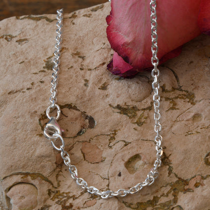 Silberkette Echt 925 Sterlingsilber Ankerkette diamantiert Silber Halskette - Damenkette und Herrenkette Made in Germany