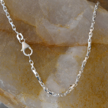 Silberkette Echt 925 Sterlingsilber Ankerkette diamantiert Silber Halskette - Damenkette und Herrenkette Made in Germany