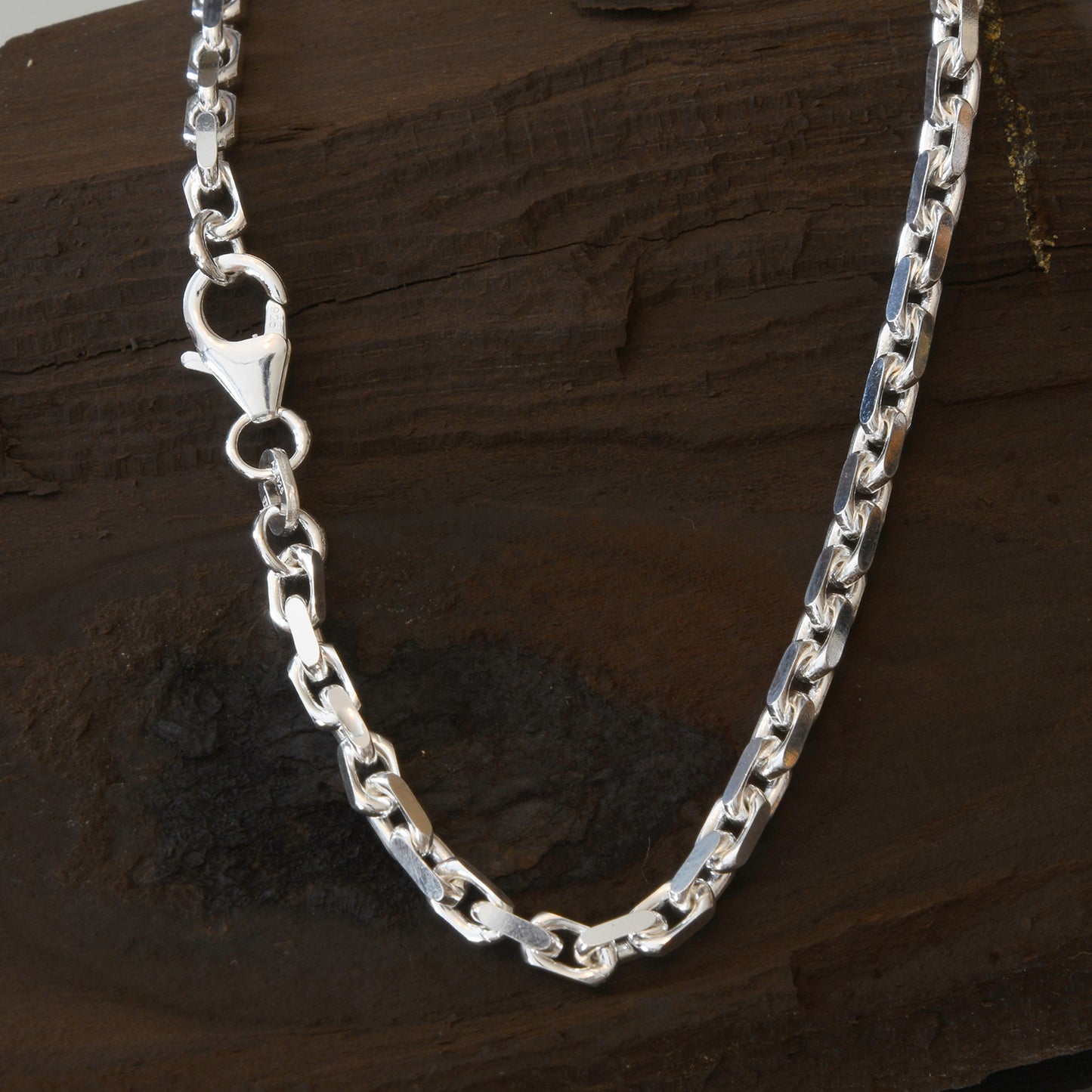 Silberkette Echt 925 Sterlingsilber Ankerkette diamantiert Silber Halskette - Damenkette und Herrenkette Made in Germany