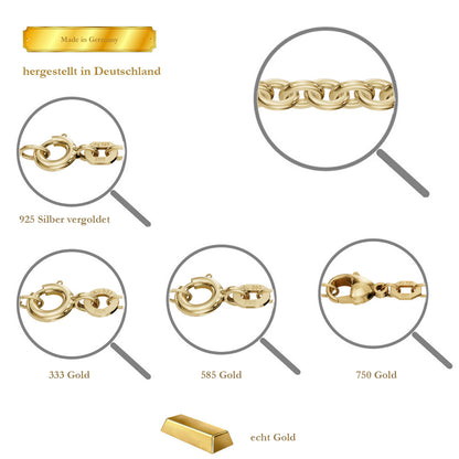 Goldkette Ankerkette 1,1 mm 333 - 585 - 750 Gold oder Silber vergoldet