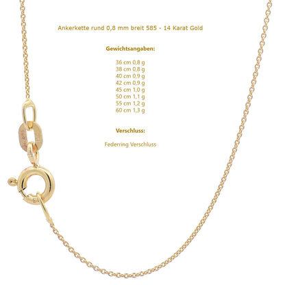 Ankerkette rund Halskette  585 - 14 Karat Gold Auswahl