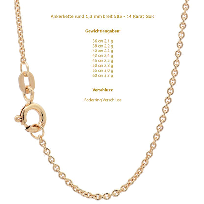 Ankerkette rund Halskette  585 - 14 Karat Gold Auswahl
