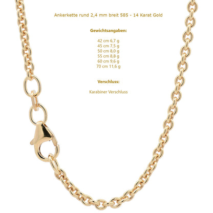 Ankerkette rund Halskette  585 - 14 Karat Gold Auswahl