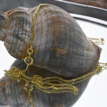 Goldkette Figarokette diamantiert Halskette 1,5 mm - 333-8 Karat Gold
