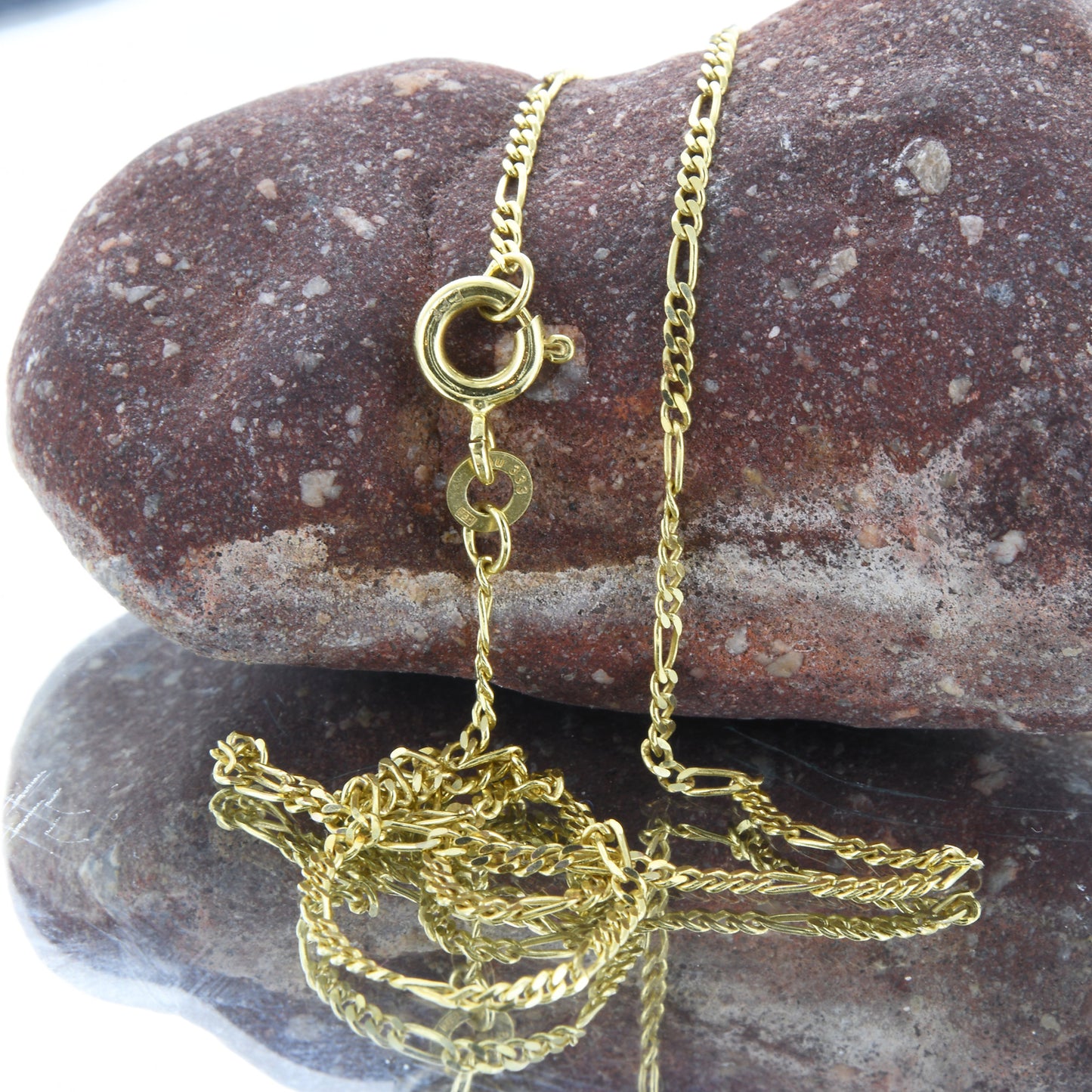 Goldkette Figarokette diamantiert Halskette 1,5 mm - 333-8 Karat Gold