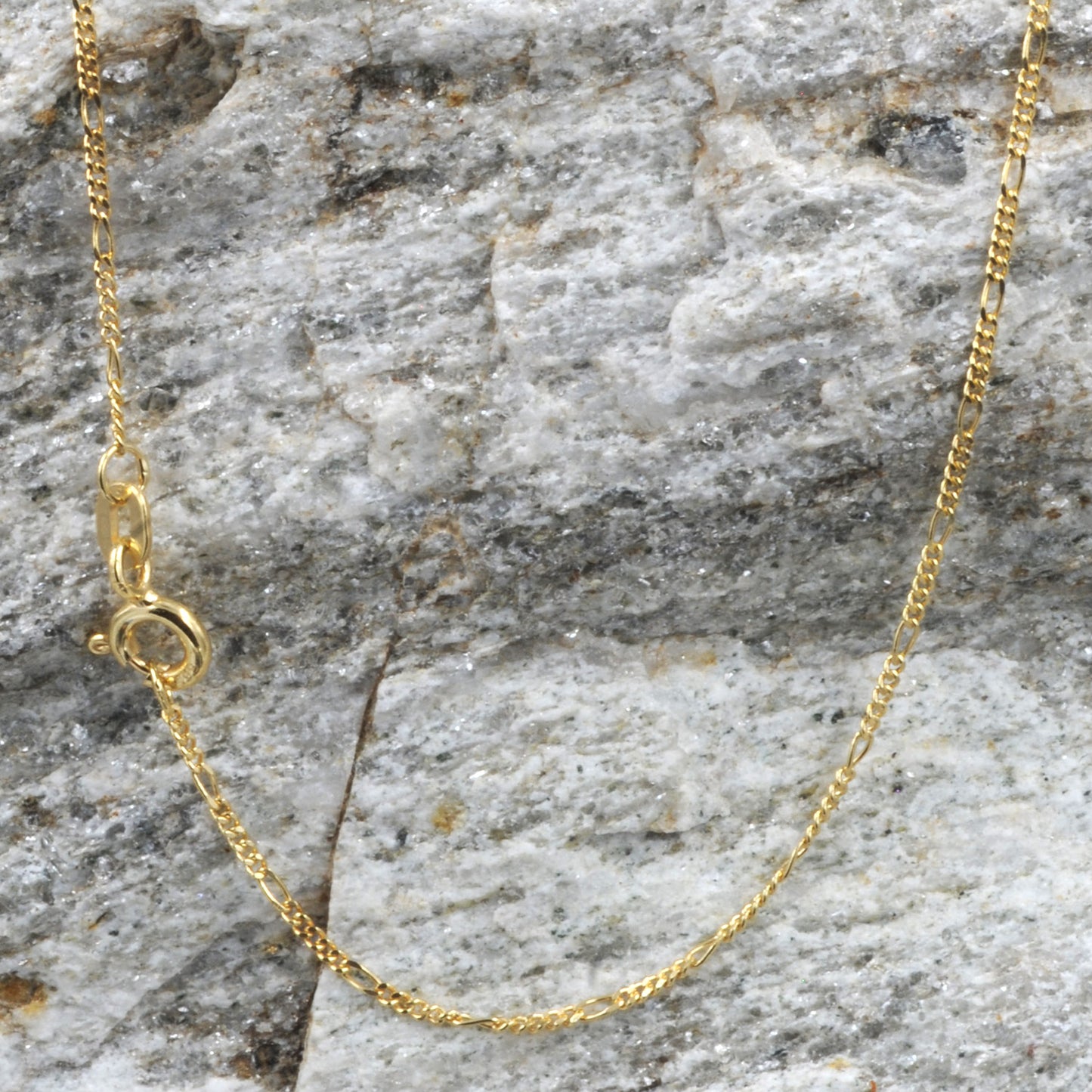 Goldkette Figarokette diamantiert Halskette 1,5 mm - 333-8 Karat Gold