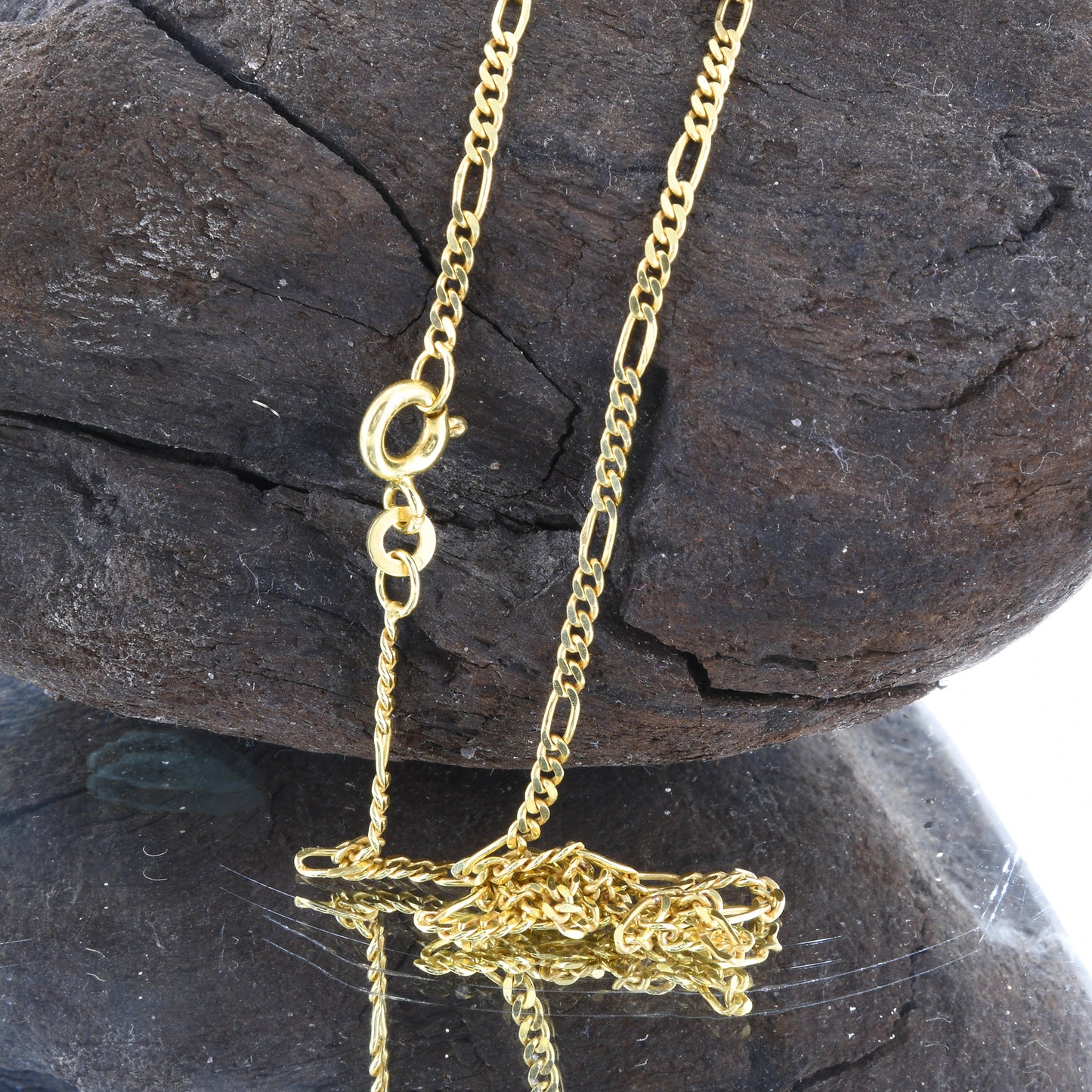 Goldkette Figarokette diamantiert Halskette 1,9 mm - 333-8 Karat Gold