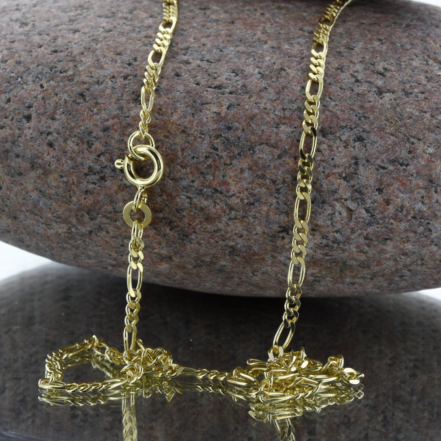 Goldkette Figarokette diamantiert Halskette 2,2 mm - 333-8 Karat Gold