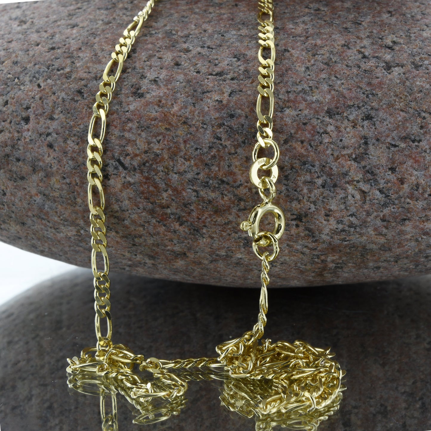 Goldkette Figarokette diamantiert Halskette 2,2 mm - 333-8 Karat Gold