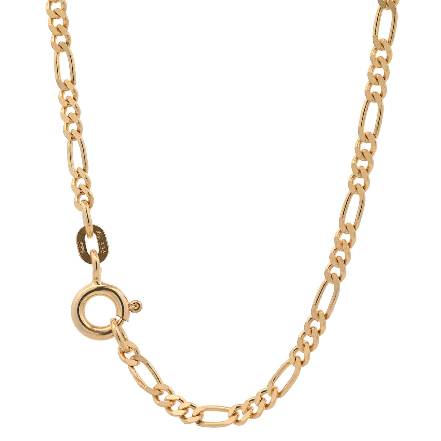Massive Goldkette Figarokette diamantiert Halskette 585- 14 Karat Gold