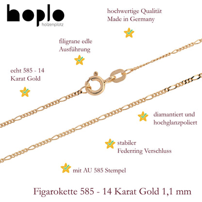 Massive Goldkette Figarokette diamantiert Halskette 585- 14 Karat Gold