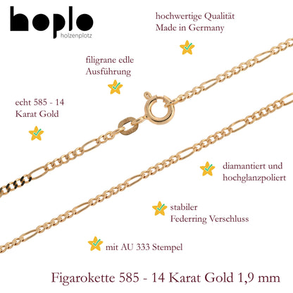 Massive Goldkette Figarokette diamantiert Halskette 585- 14 Karat Gold