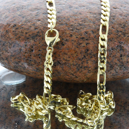 Massive Goldkette Figarokette diamantiert Halskette 585- 14 Karat Gold