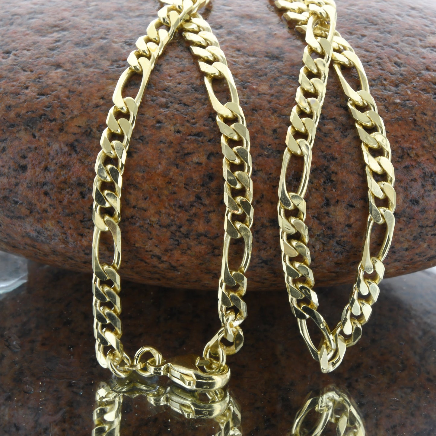 Massive Goldkette Figarokette diamantiert Halskette 585- 14 Karat Gold