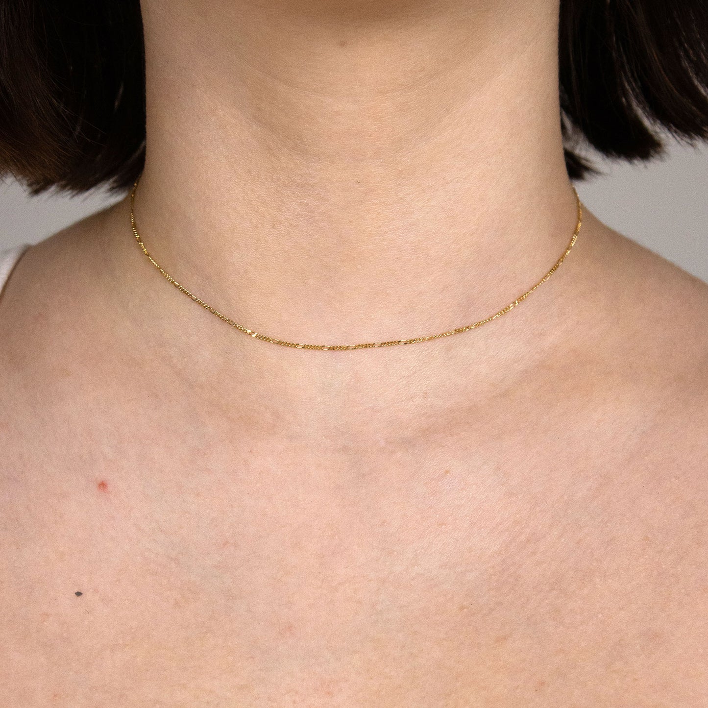 Massive Goldkette Figarokette diamantiert Halskette 585- 14 Karat Gold