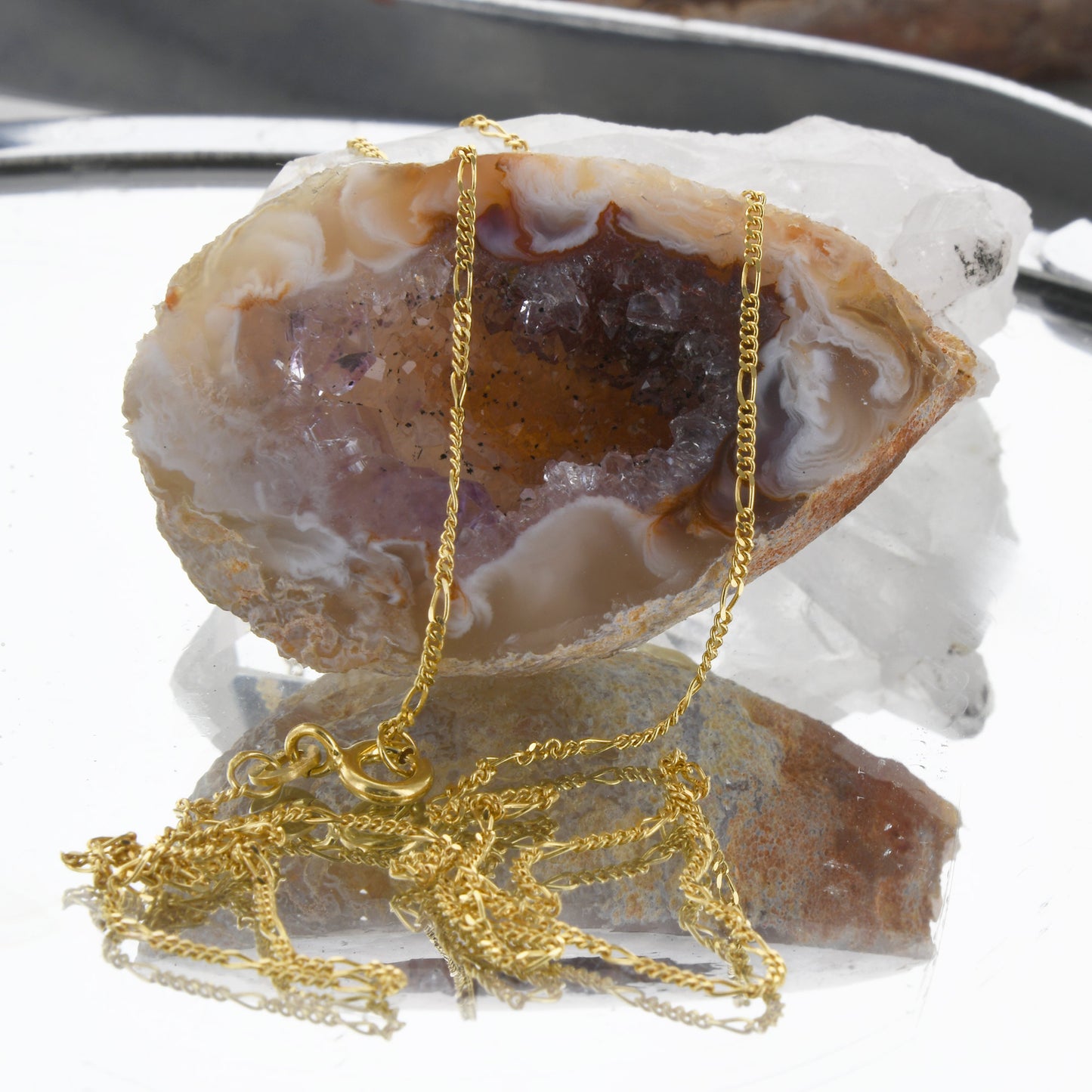 Massive Goldkette Figarokette diamantiert Halskette 585- 14 Karat Gold