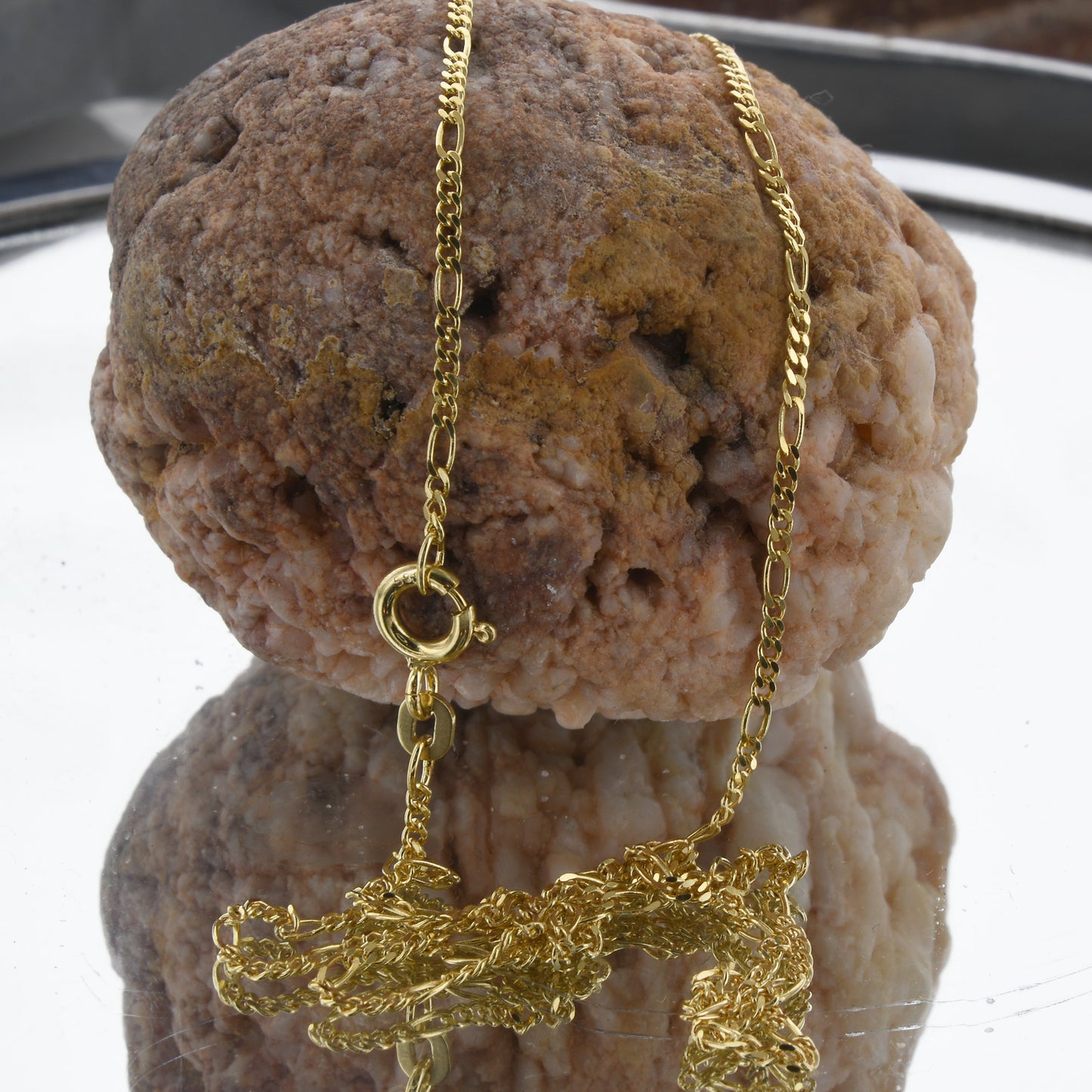 Massive Goldkette Figarokette diamantiert Halskette 585- 14 Karat Gold