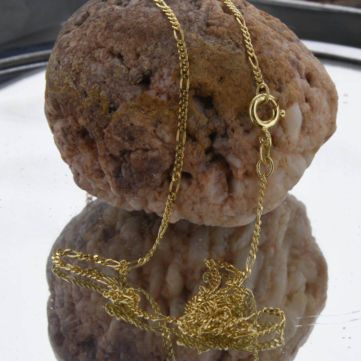 Massive Goldkette Figarokette diamantiert Halskette 585- 14 Karat Gold