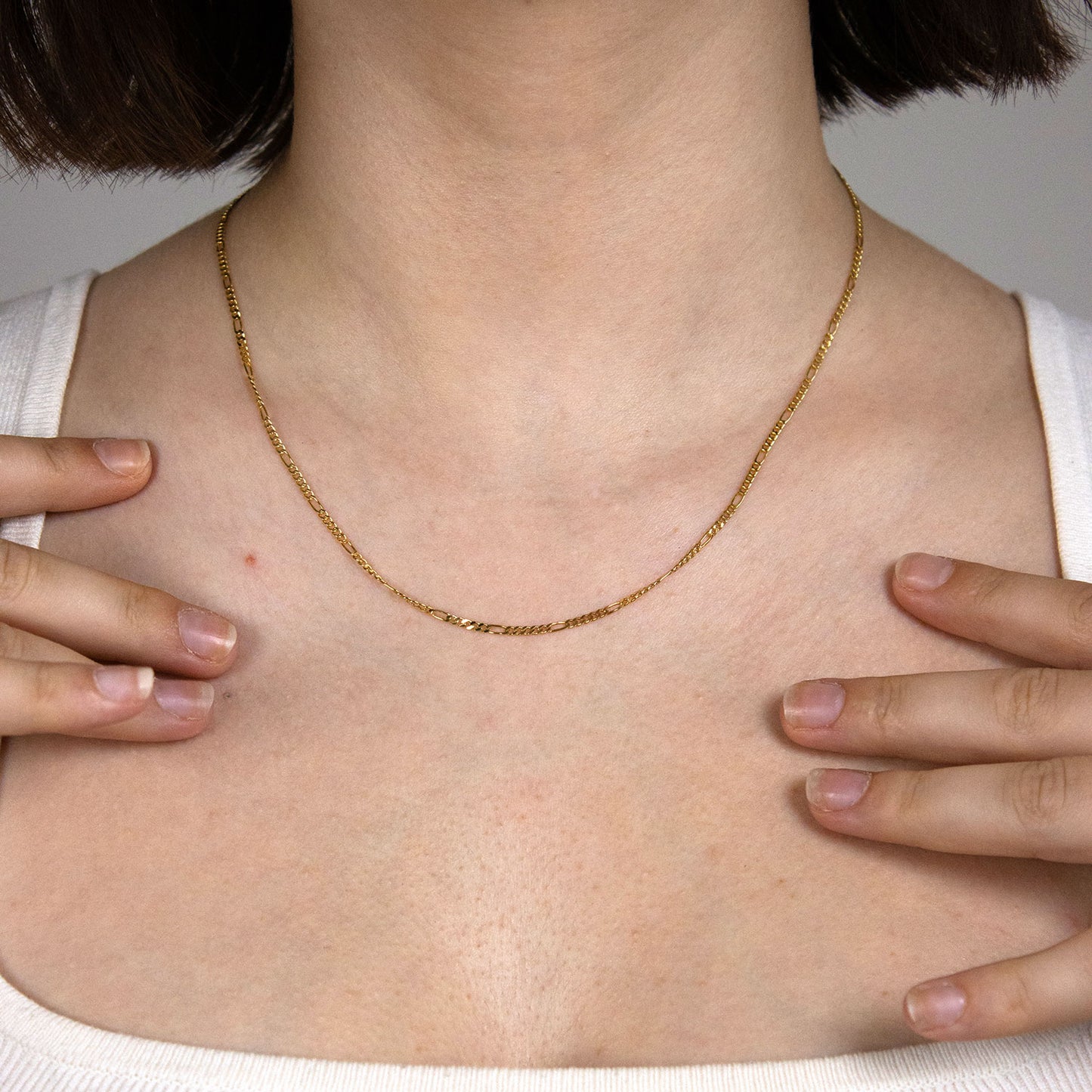 Massive Goldkette Figarokette diamantiert Halskette 585- 14 Karat Gold