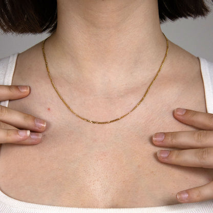 Massive Goldkette Figarokette diamantiert Halskette 585- 14 Karat Gold