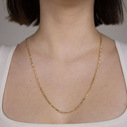 Massive Goldkette Figarokette diamantiert Halskette 585- 14 Karat Gold