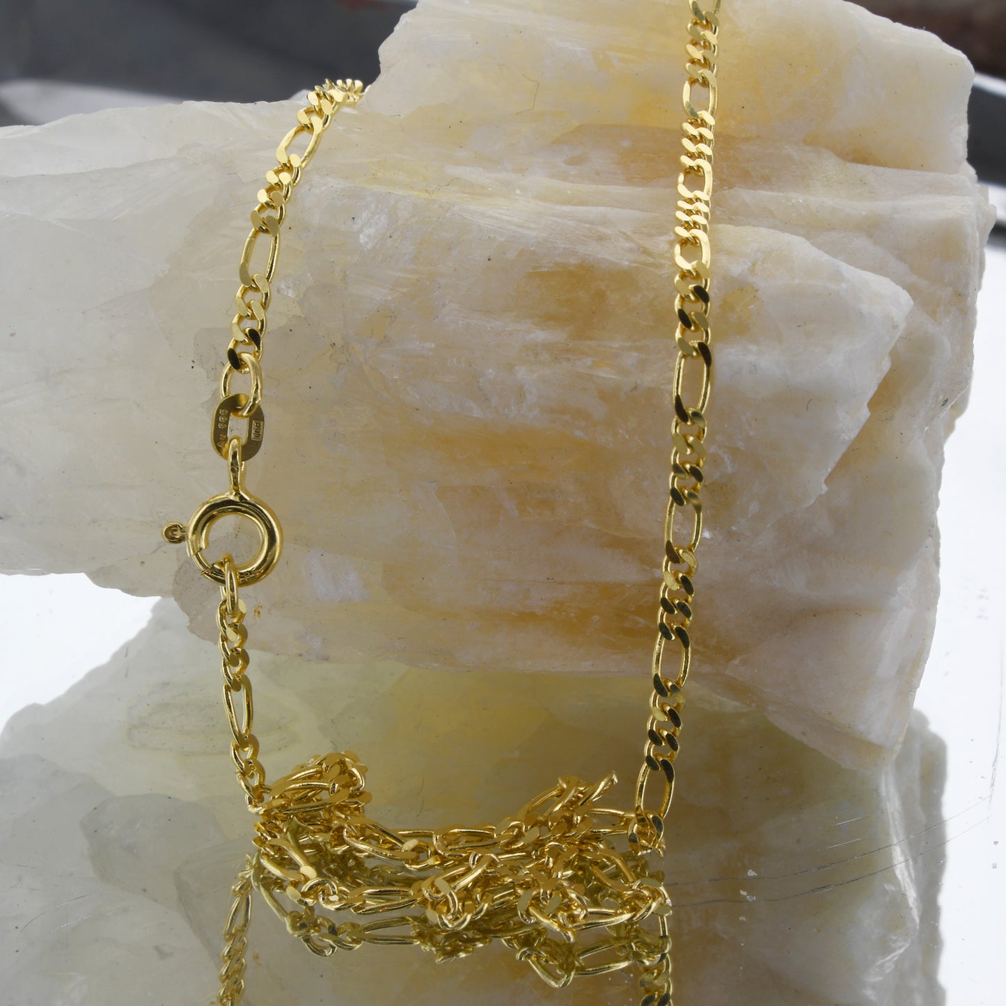 Massive Goldkette Figarokette diamantiert Halskette 585- 14 Karat Gold