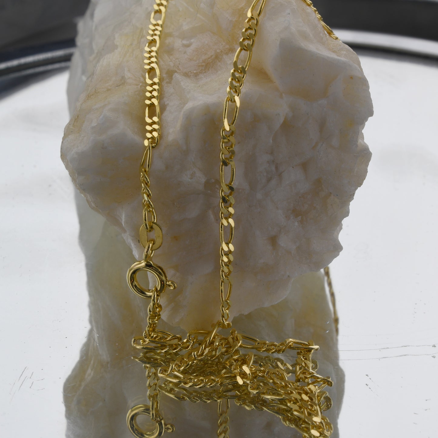 Massive Goldkette Figarokette diamantiert Halskette 585- 14 Karat Gold