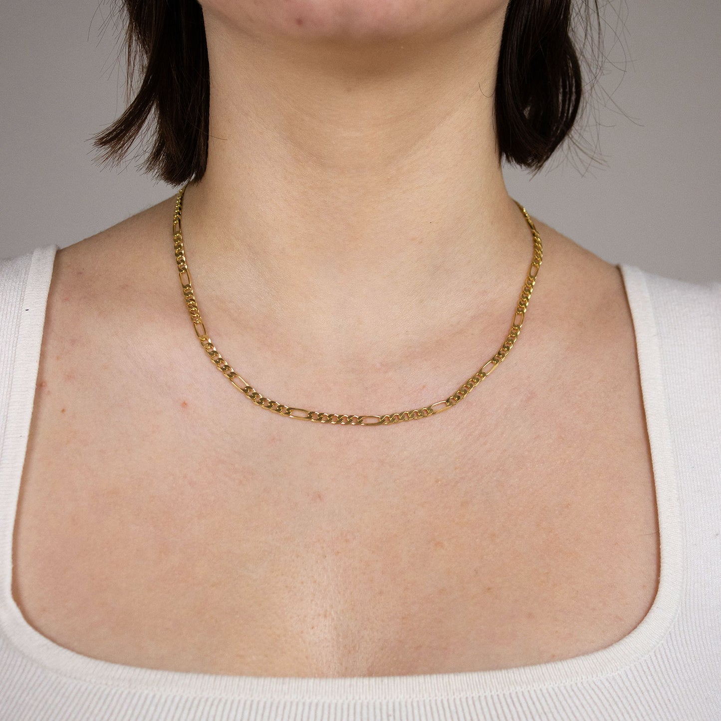 Massive Goldkette Figarokette diamantiert Halskette 585- 14 Karat Gold