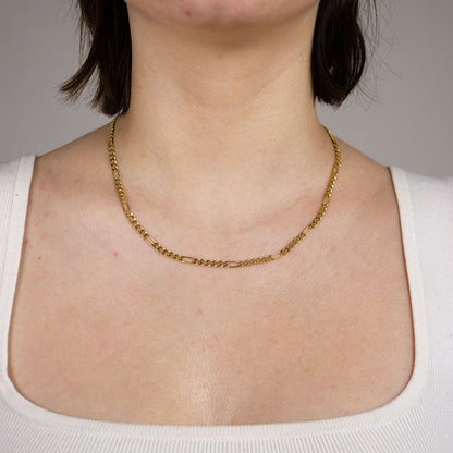 Massive Goldkette Figarokette diamantiert Halskette 585- 14 Karat Gold