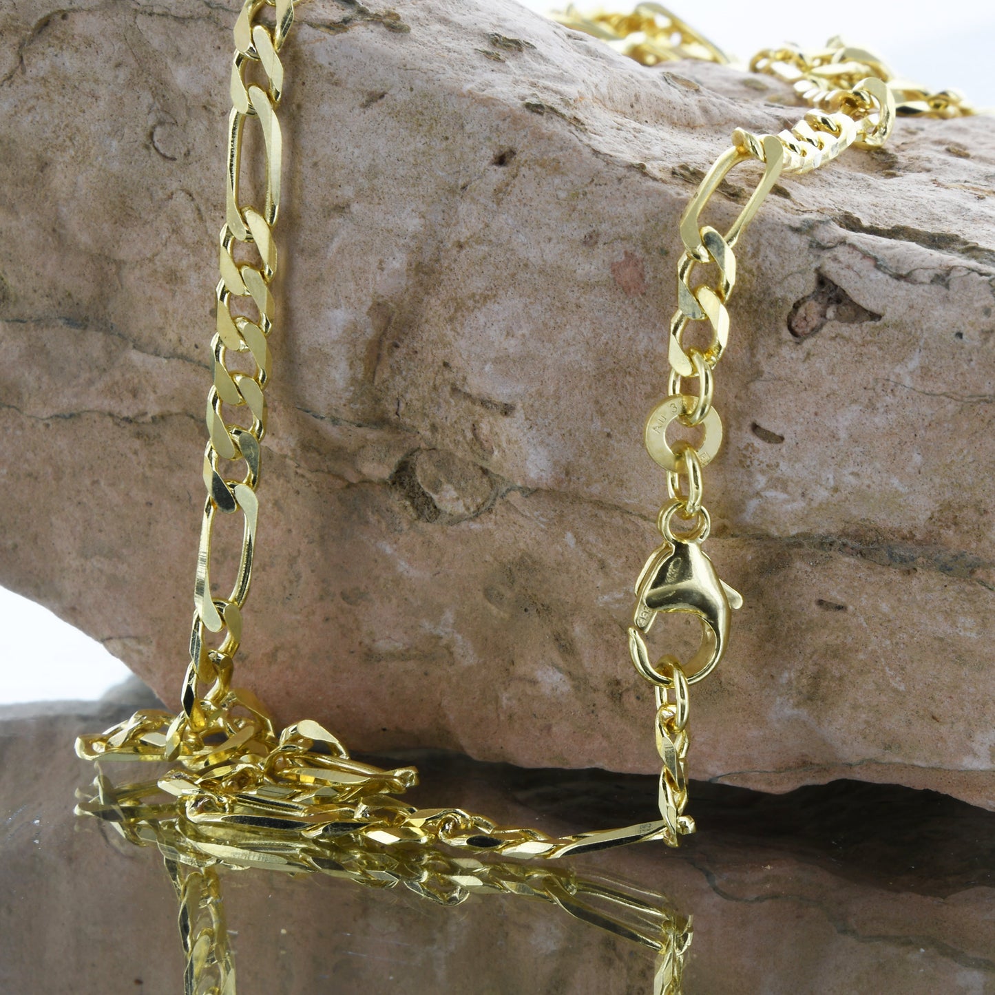 Massive Goldkette Figarokette diamantiert Halskette 585- 14 Karat Gold