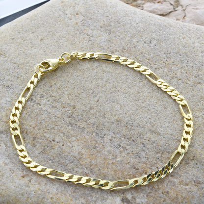 Massive Goldkette Figarokette diamantiert Halskette 585- 14 Karat Gold
