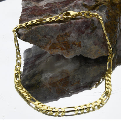 Massive Goldkette Figarokette diamantiert Halskette 585- 14 Karat Gold