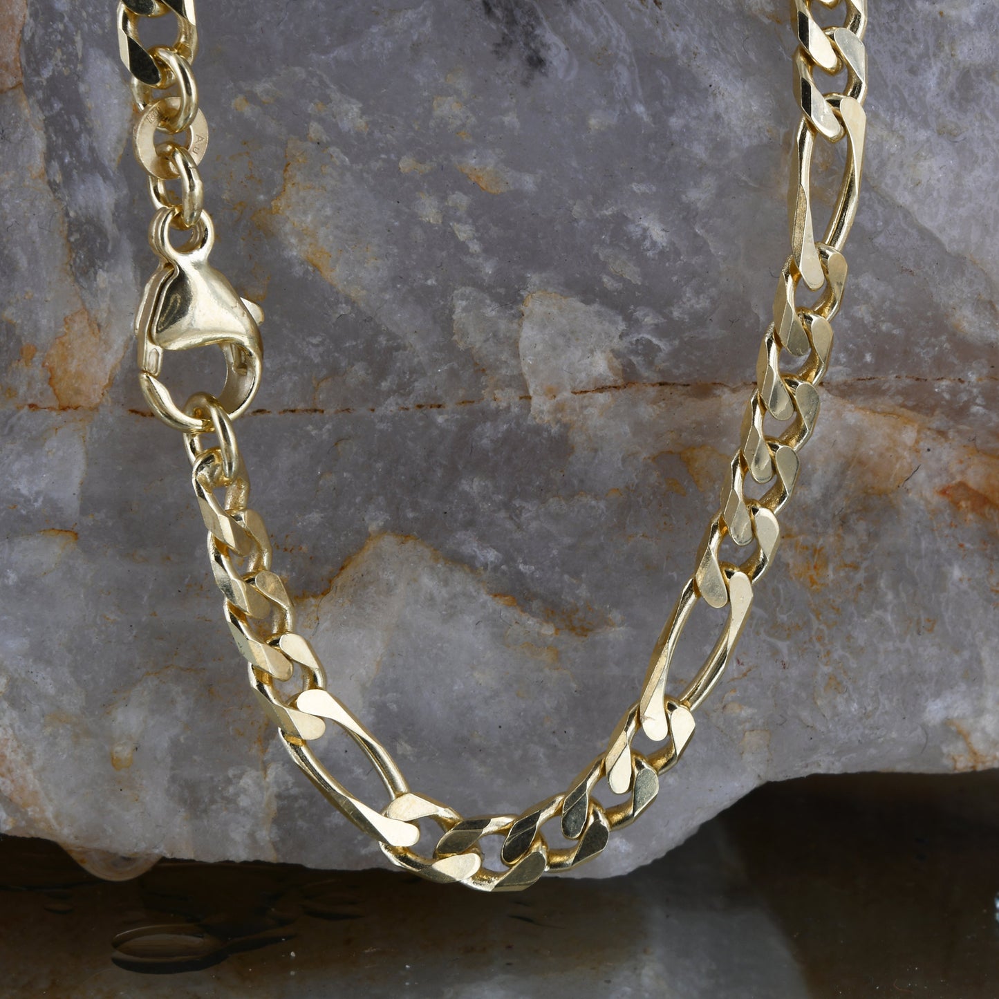 Massive Goldkette Figarokette diamantiert Halskette 585- 14 Karat Gold