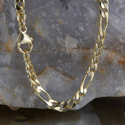 Massive Goldkette Figarokette diamantiert Halskette 585- 14 Karat Gold