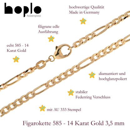 Massive Goldkette Figarokette diamantiert Halskette 585- 14 Karat Gold