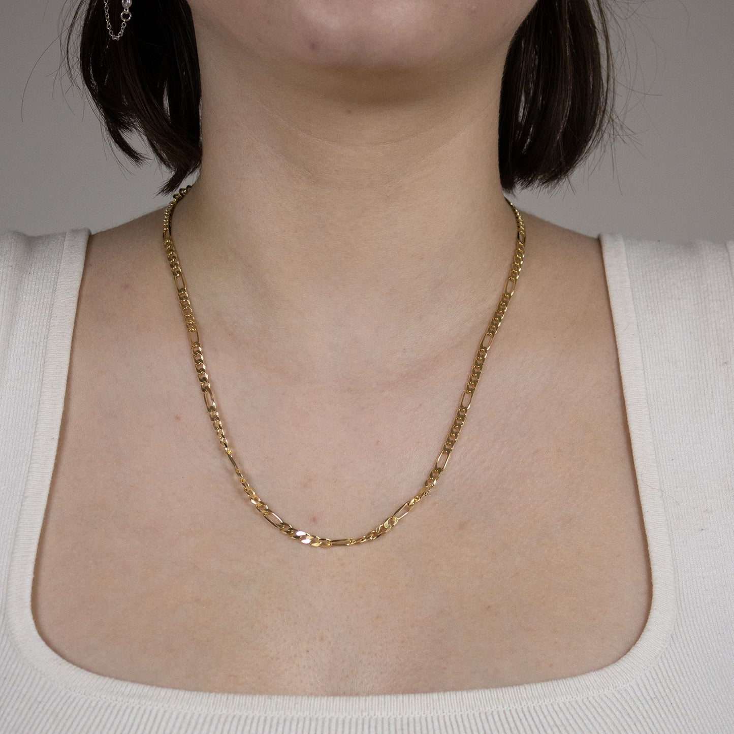 Massive Goldkette Figarokette diamantiert Halskette 585- 14 Karat Gold